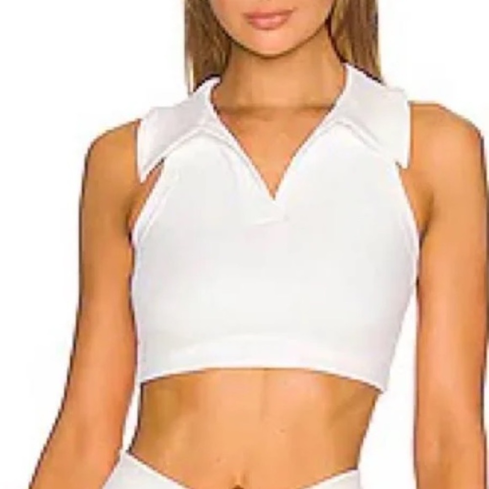 NWT Year of Ours Gabriella White Cropped Polo Sports Bra. Size Small.